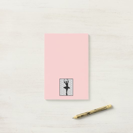 Ballerina Silhouette op een bleek roze achtergrond Post-it® Notes (Op bureau)