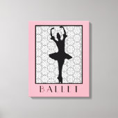 Ballerina Silhouette op een Heart Mandala Pattern Canvas Afdruk (Voorkant)
