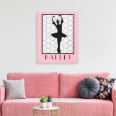 Ballerina Silhouette op een Heart Mandala Pattern Canvas Afdruk (Insitu (Woonkamer))