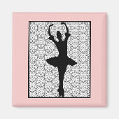 Ballerina Silhouette op een Heart Mandala Pattern Magneet (Voorkant)