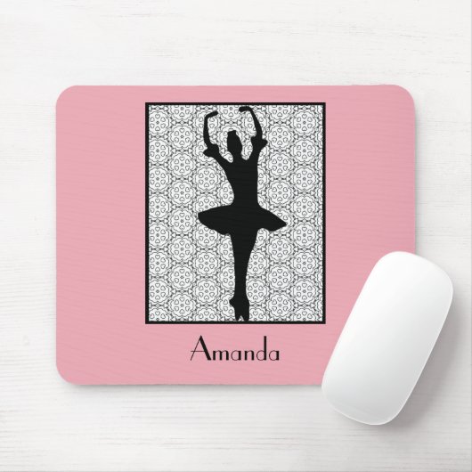 Ballerina Silhouette op een Heart Mandala Pattern Muismat (Met muis)