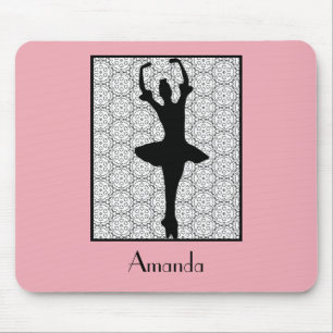 Ballerina Silhouette op een Heart Mandala Pattern Muismat