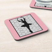Ballerina Silhouette op een Heart Mandala Pattern Onderzetter (Linkerzijde)