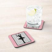 Ballerina Silhouette op een Heart Mandala Pattern Onderzetter (Rechterzijde)