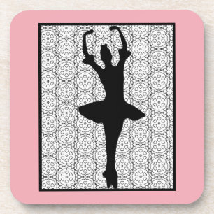 Ballerina Silhouette op een Heart Mandala Pattern Onderzetter