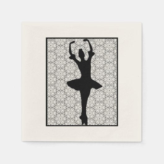 Ballerina Silhouette op een Heart Mandala Pattern Servetten (Voorkant)