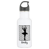 Ballerina Silhouette op een Heart Mandala Pattern Waterfles (Voorkant)