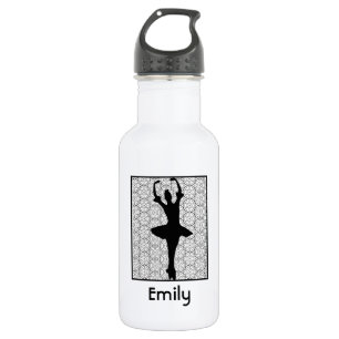Ballerina Silhouette op een Heart Mandala Pattern Waterfles