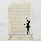 Ballerina Silhouette op  Pattern Lined Briefpapier (Voorkant)