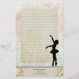 Ballerina Silhouette op  Pattern Lined Briefpapier