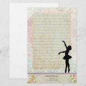 Ballerina Silhouette op  Pattern Lined Briefpapier (Voorkant / Achterkant)