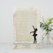 Ballerina Silhouette op  Pattern Lined Briefpapier (Staand voorkant)