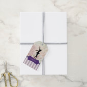 Ballerina Silhouette over het  patroon Dank u wel Cadeaulabel (Met Touw)