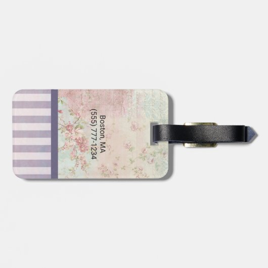 Ballerina Silhouette over het  patroon van Elegant Bagagelabel (Achterkant horizontaal)