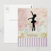 Ballerina Silhouette over het  patroon van Elegant Briefkaart (Voorkant / Achterkant)