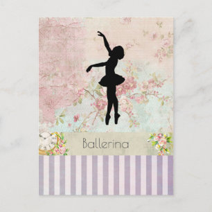Ballerina Silhouette over het  patroon van Elegant Briefkaart