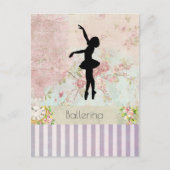 Ballerina Silhouette over het  patroon van Elegant Briefkaart (Voorkant)