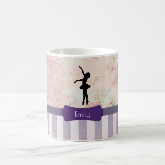 Ballerina Silhouette over het patroon van Elegant Koffiemok (Center)