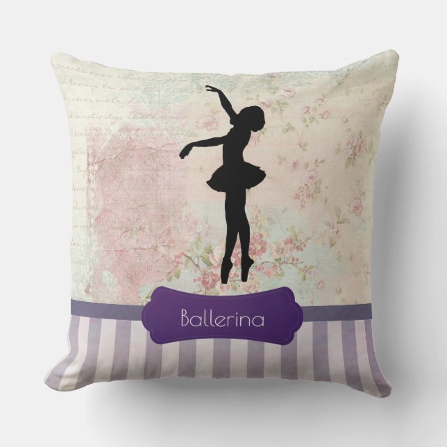 Ballerina Silhouette over het  patroon van Elegant Kussen (Voorkant)