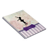 Ballerina Silhouette over het  patroon van Elegant Notitieboek (Rechterzijde)