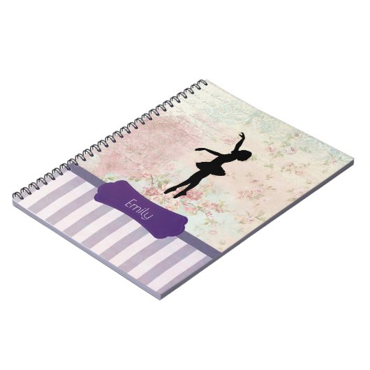 Ballerina Silhouette over het patroon van Elegant Notitieboek (Linkerzijde)