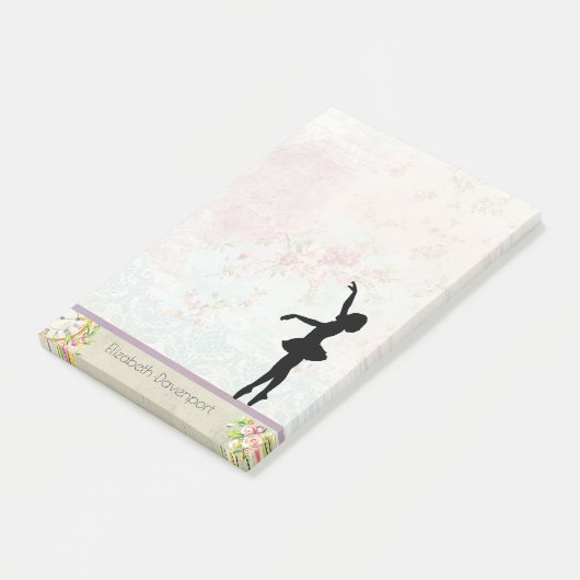 Ballerina Silhouette over het  patroon van Elegant Post-it® Notes (Schuin)