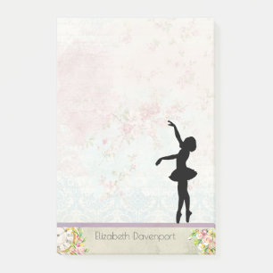 Ballerina Silhouette over het  patroon van Elegant Post-it® Notes