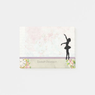 Ballerina Silhouette over het  patroon van Elegant Post-it® Notes
