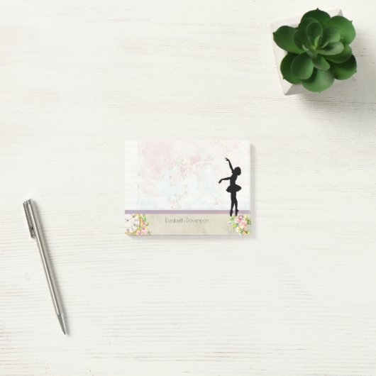 Ballerina Silhouette over het patroon van Elegant Post-it® Notes (Kantoor)