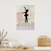 Ballerina Silhouette over het patroon van Elegant Poster (Keuken)