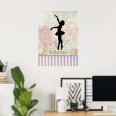Ballerina Silhouette over het patroon van Elegant Poster (Thuiskantoor)