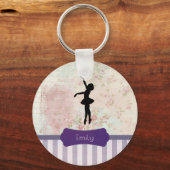 Ballerina Silhouette over het patroon van Elegant Sleutelhanger (Voorkant)