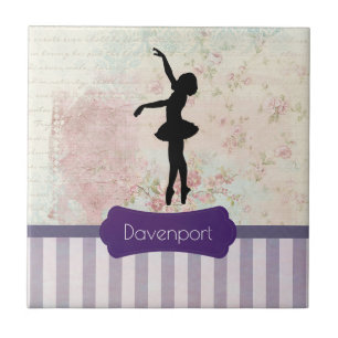 Ballerina Silhouette over het  patroon van Elegant Tegeltje
