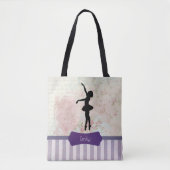 Ballerina Silhouette over het  patroon van Elegant Tote Bag (Voorkant)