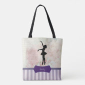 Ballerina Silhouette over het  patroon van Elegant Tote Bag (Achterkant)