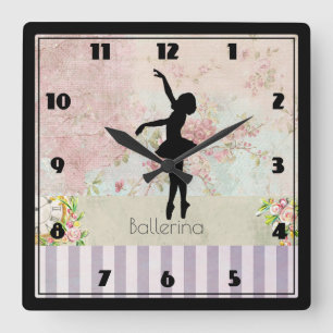 Ballerina Silhouette over het  patroon van Elegant Vierkante Klok