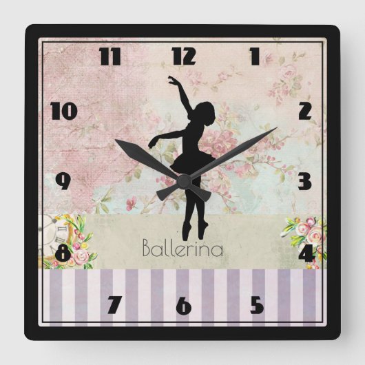 Ballerina Silhouette over het  patroon van Elegant Vierkante Klok (Voorkant)