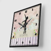 Ballerina Silhouette over het  patroon van Elegant Vierkante Klok (Hoek)