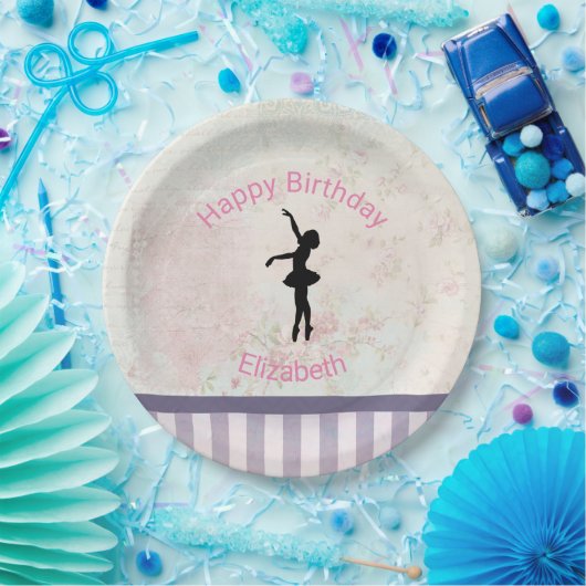 Ballerina Silhouette over  patroondag Papieren Bordje (Feest)