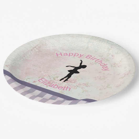 Ballerina Silhouette over  patroondag Papieren Bordje (Gekanteld)