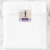 Ballerina Silhouette over patroondag Vierkante Sticker (Tas)
