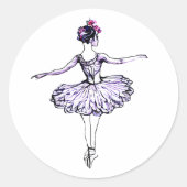 Ballerina Silhouette Ronde Sticker (Voorkant)