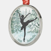 Ballerina Silhouette Winter Scene Metalen Ornament (Links)