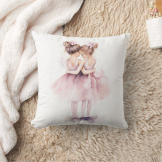 Ballerina Sisters Knuffelen Ballet Waterverf Roze Kussen