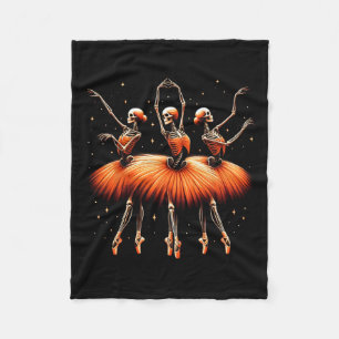 Ballerina Skeleton Dance Grappig Halloween Ballet  Fleece Deken