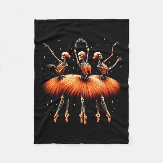 Ballerina Skeleton Dance Grappig Halloween Ballet  Fleece Deken (Voorkant)
