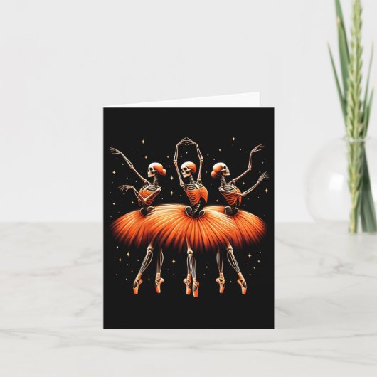 Ballerina Skeleton Dance Grappig Halloween Ballet  Kaart (Voorkant)