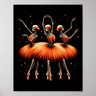 Ballerina Skeleton Dance Grappig Halloween Ballet  Poster