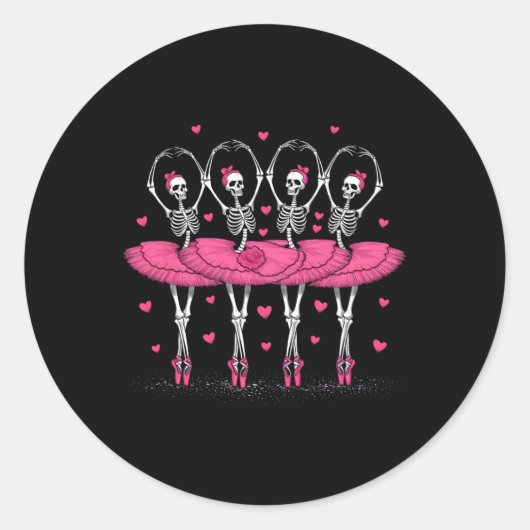 Ballerina Skeleton Dance Grappig Halloween Ballet Ronde Sticker (Voorkant)