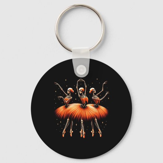 Ballerina Skeleton Dance Grappig Halloween Ballet Sleutelhanger (Voorkant)